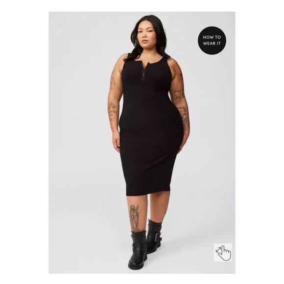 Torrid Black Supersoft Rib Hookeye Tank Dress Sz.4 NWT - Picture 1 of 16